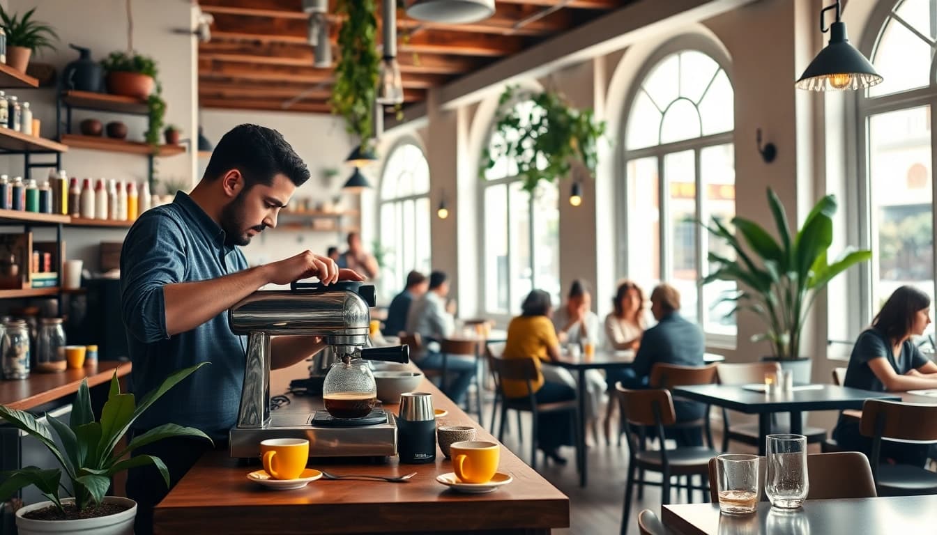 Cafés et ambiance accueillante dans un coffeeshop espagne, illustrant un cadre convivial.