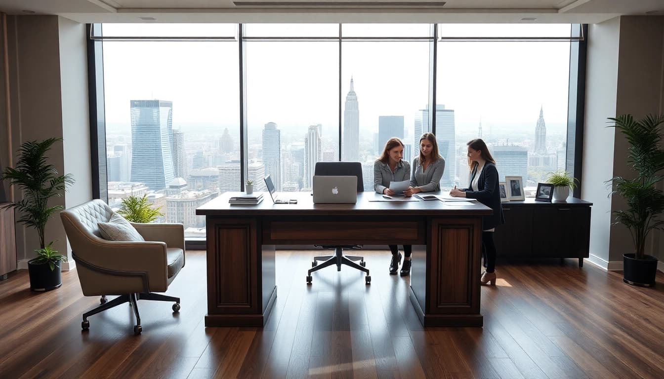 Showcasing a Luxembourg family holding in a modern office setting, highlighting professional elegance and legacy.