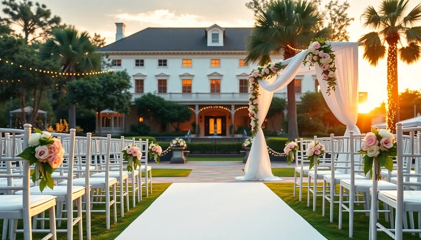 Stunning Jacksonville Wedding Venue featuring elegant outdoor ceremony setup with lush floral decor.