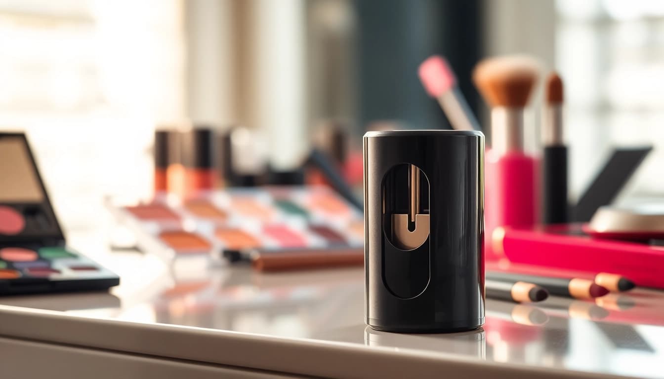 Enhance your makeup routine with this elegant makeup pencil sharpener on a stylish vanity.