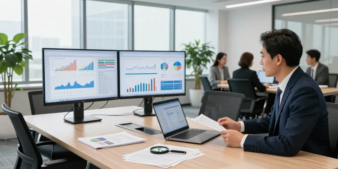 Focused team analyzing asset tracing strategies in a modern office.