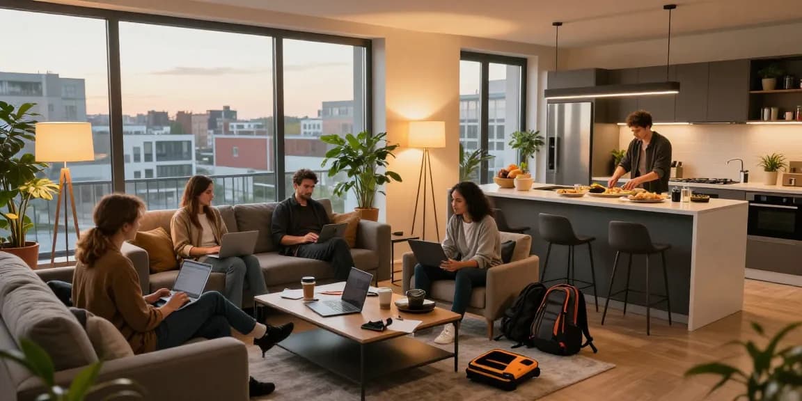 Monteurwohnung Hannover: gemütliches Apartment mit entspannenden Arbeitsbereichen und urbanem Blick.