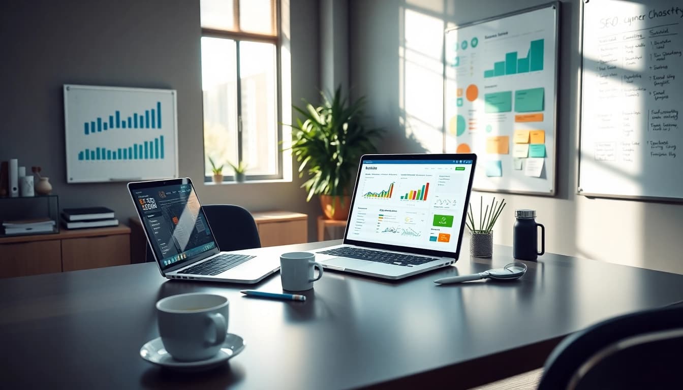 Implementing Edmonton SEO strategies in a modern workspace with analytics tools.
