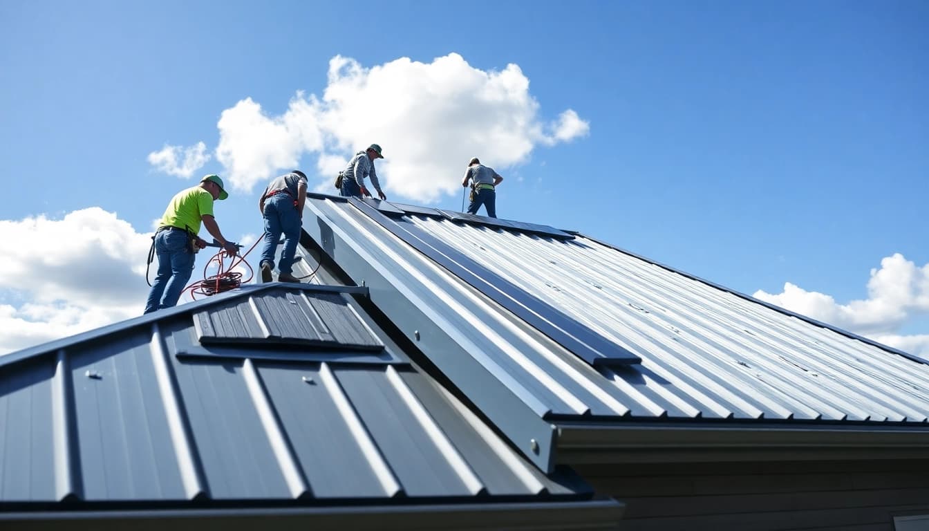 Expert installation of metal roofing calgary showcasing skilled workers and strong roofs.