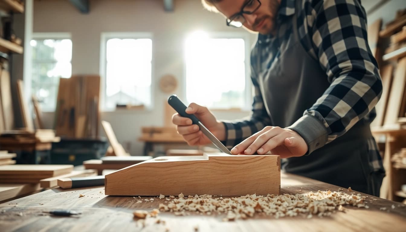 Carpentry Apprenticeship Near Me showcases a skilled carpenter at work in a well-equipped workshop.