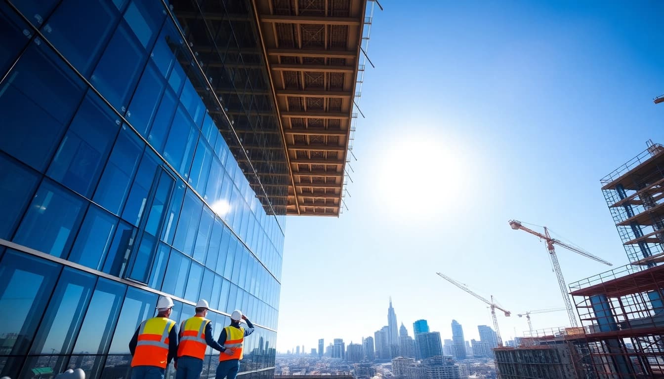 Austin construction site showing workers and cranes building a high-rise.