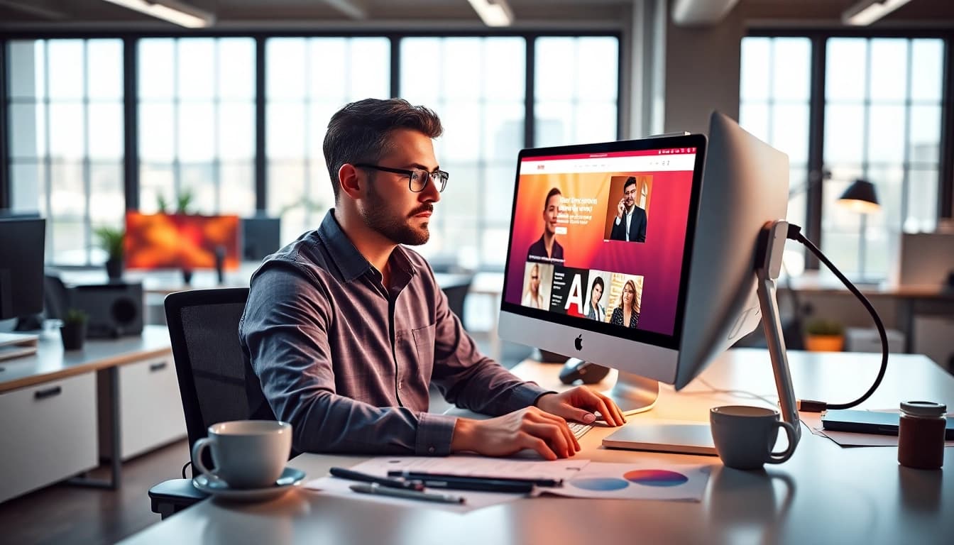 Professionelle Wordpress Agentur mit modernem Arbeitsplatz und kreativen Tools
