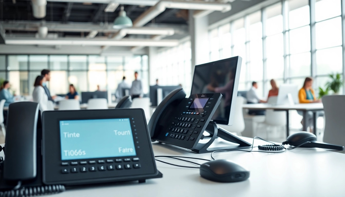 Setting up a small business VoIP phone system with modern equipment for effective communication.