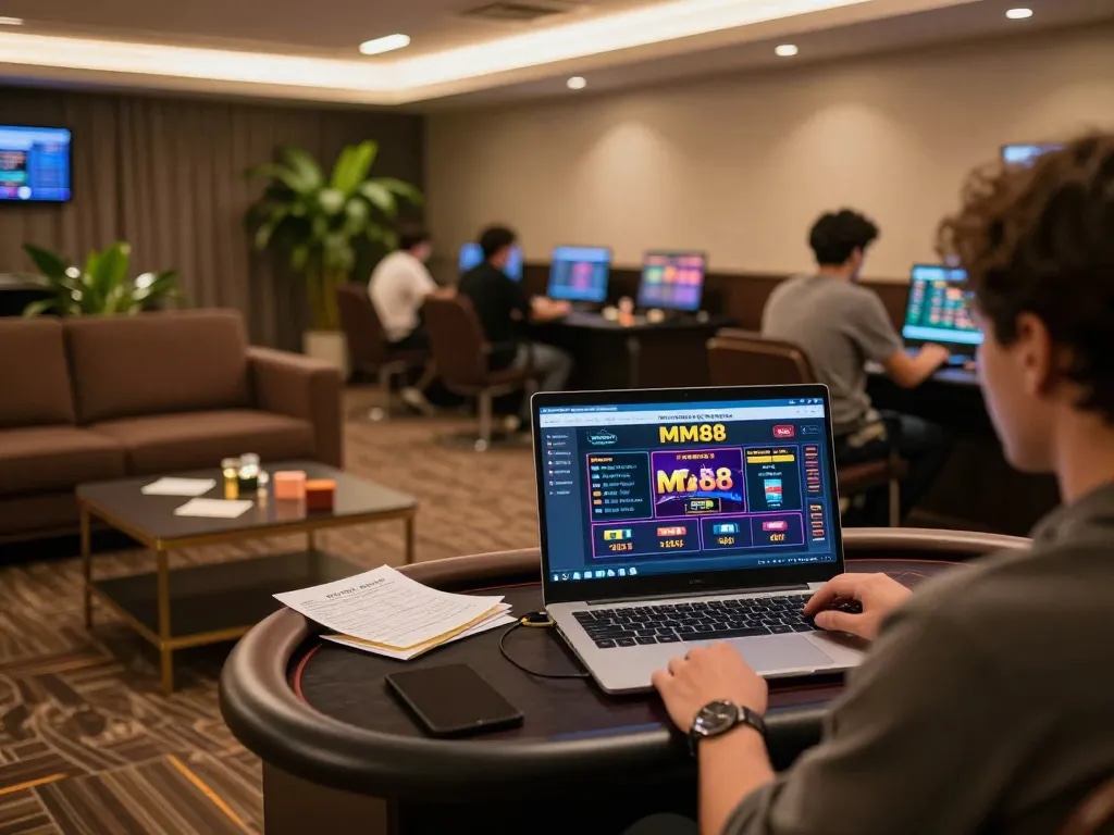 Engaging gaming scene on Trang chủ MM88 featuring online betting setup