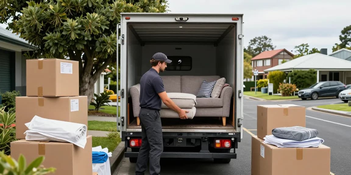 Professional movers Tauranga carefully loading a sofa into a truck, showcasing reliable service and care for clients' belongings.