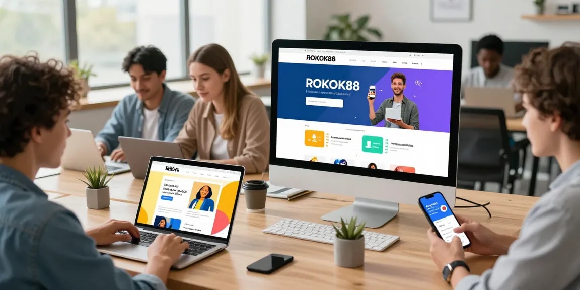 Engaging users explore the ROKOK88 online platform showcasing local services and resources.