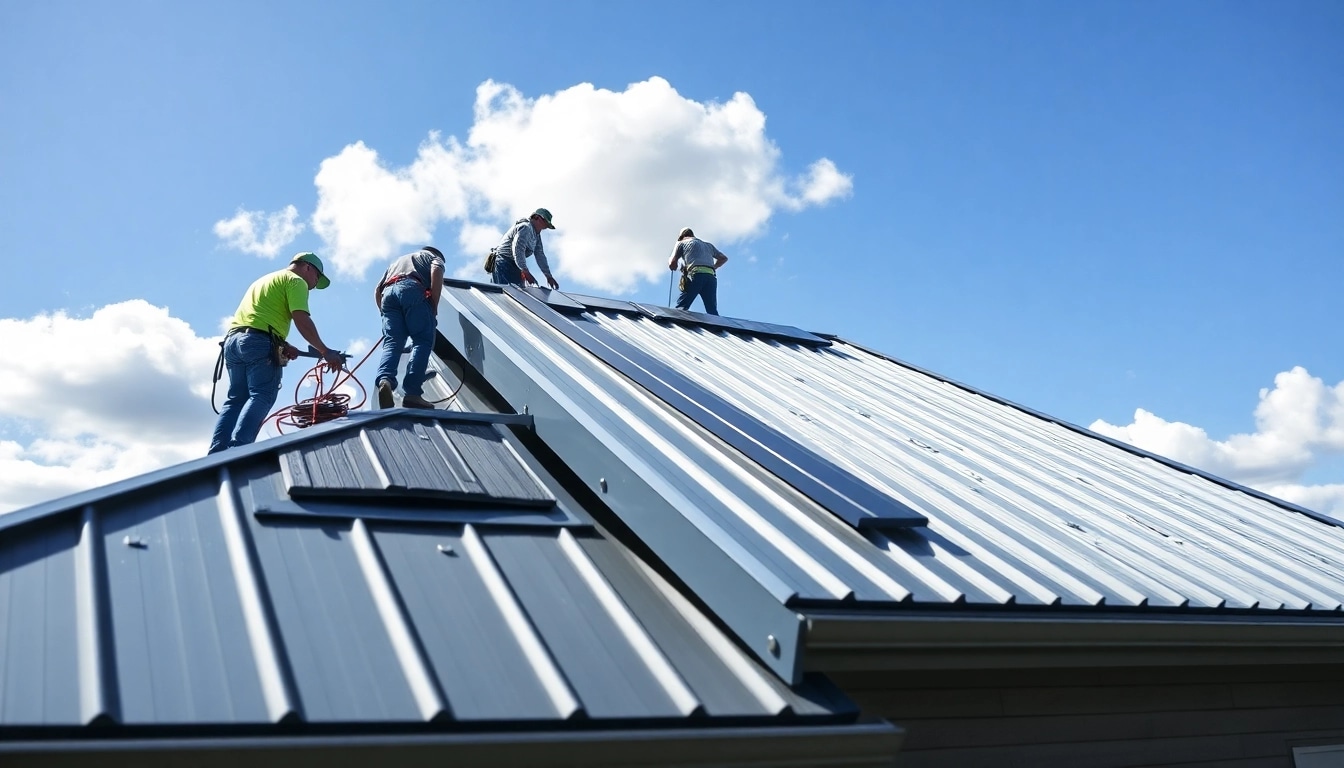 Expert installation of metal roofing calgary showcasing skilled workers and strong roofs.