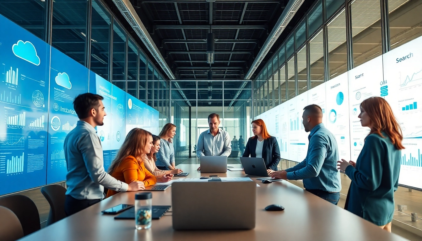 Enhance your ai enterprise search capabilities with a collaborative workspace showcasing advanced tools and teamwork.