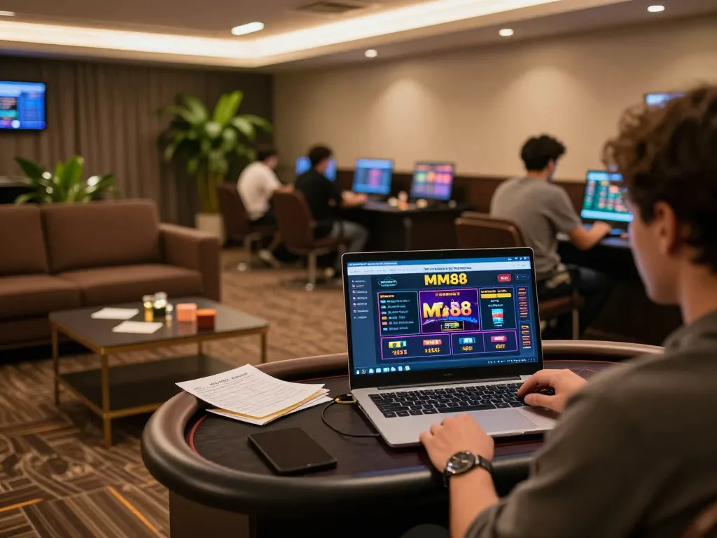 Engaging gaming scene on Trang chủ MM88 featuring online betting setup