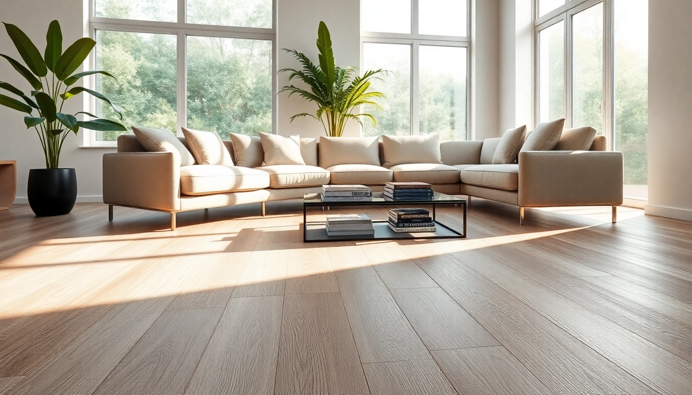 LVP flooring showcased in a modern living room with stylish furniture and natural light.