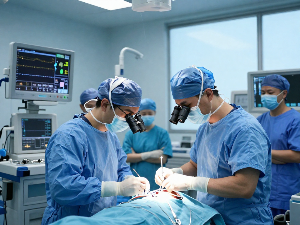 Dar kanal ameliyatı in progress showcasing advanced surgical techniques and a professional medical team.