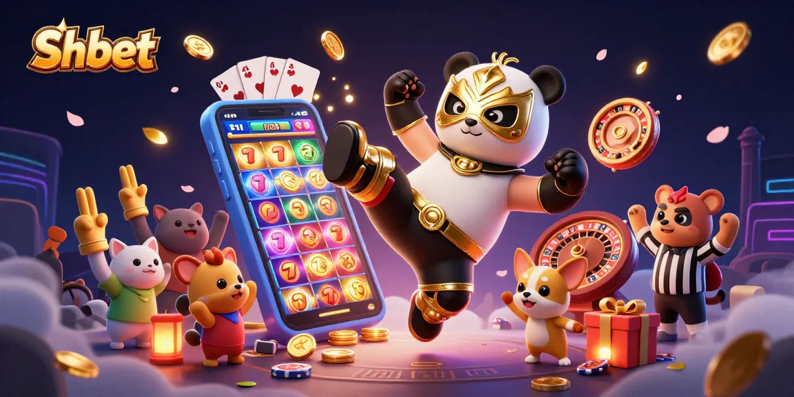 Experience Shbet's thrilling casino action with an energetic scene featuring animal characters and vibrant game elements.