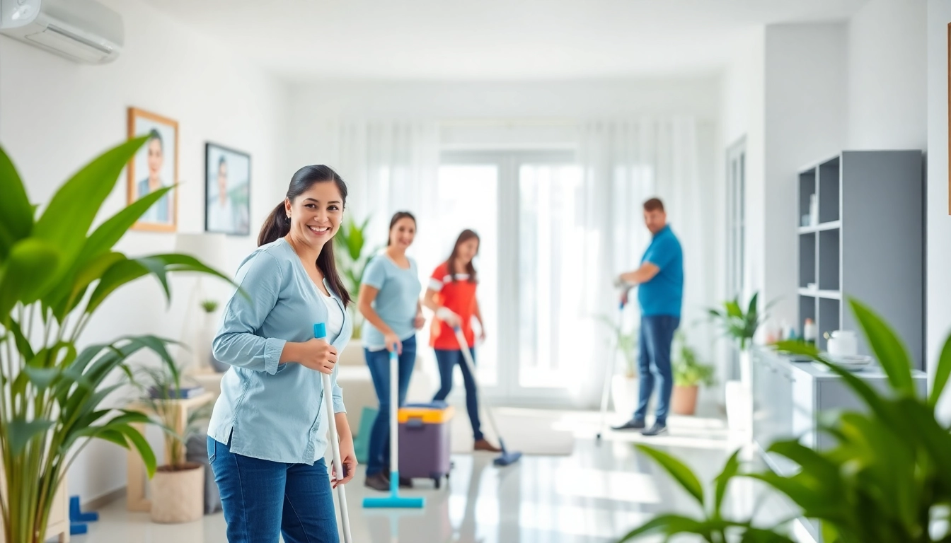 Engaging cleaning services near me being demonstrated by a professional team in a bright home.