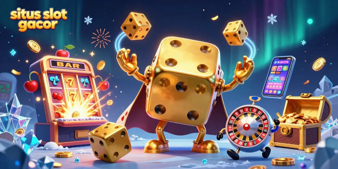 Experience the thrill of situs slot gacor with golden dice and exploding jackpots in this vibrant 3D illustration.