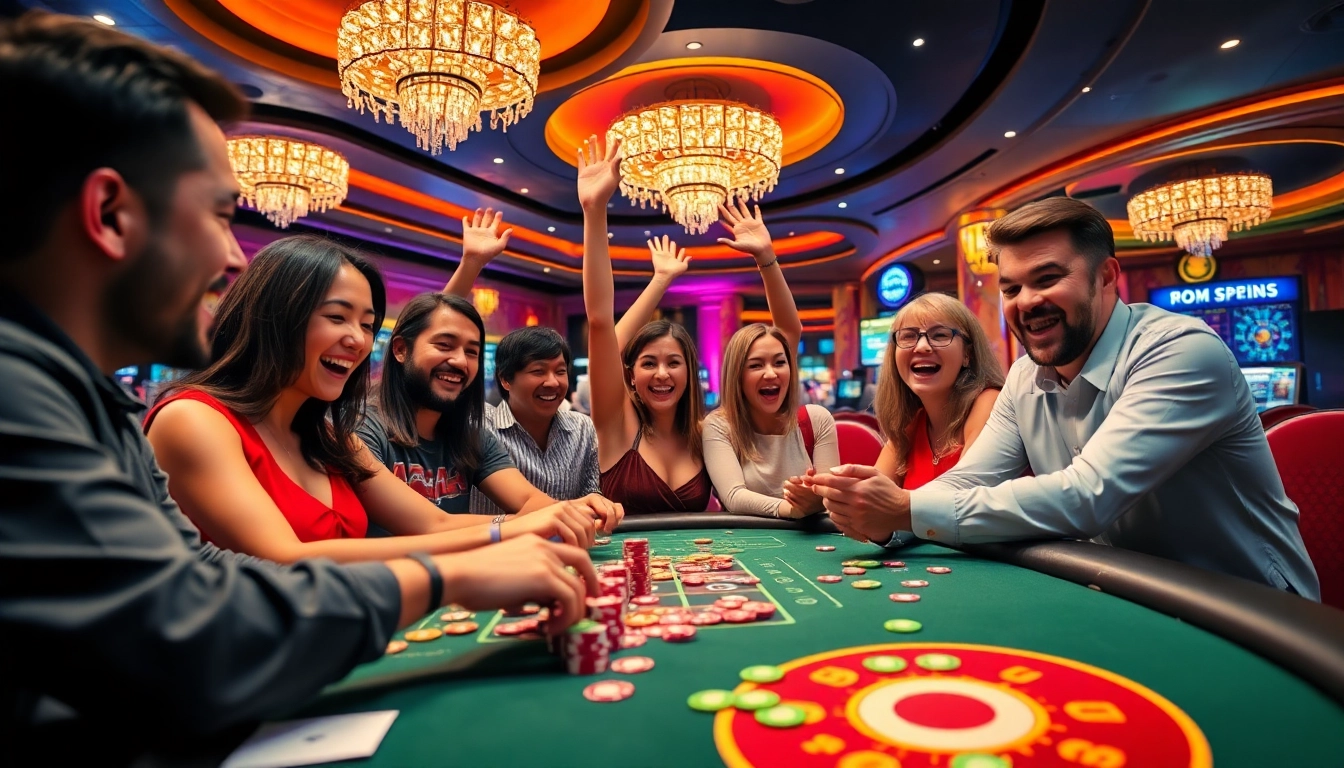 Celebrate big wins with thrilling free spins bonuses at a vibrant casino table!