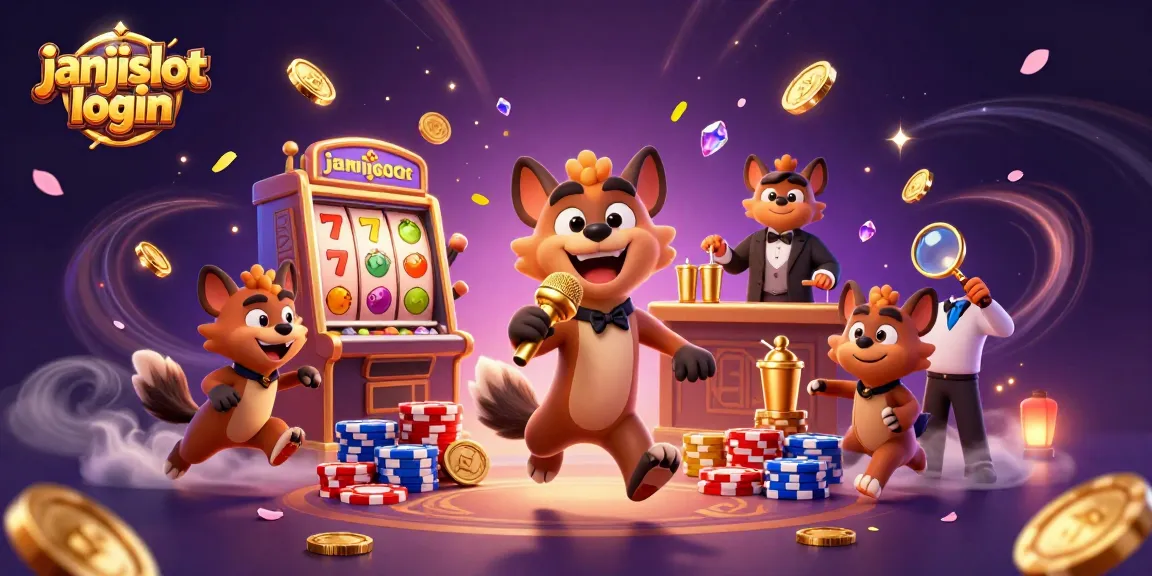 Experience fun at janjislot login with hyenas in a vibrant, animated casino scene featuring lively gameplay.