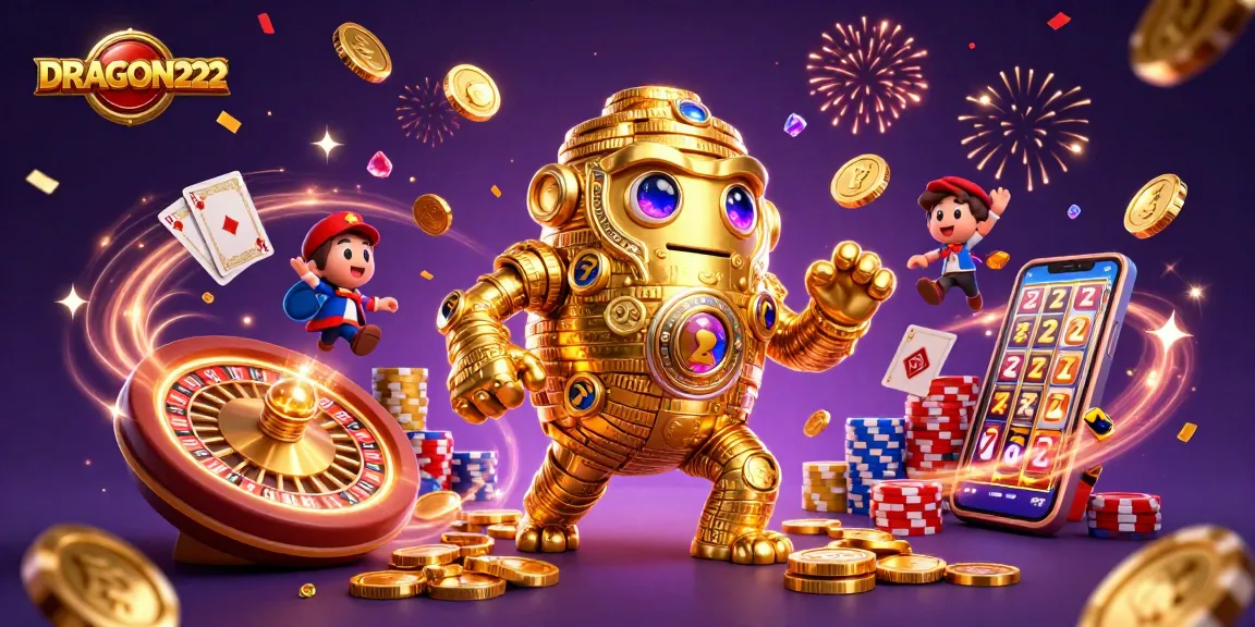 Engage with DRAGON222’s immersive slots, featuring dynamic golden golem and rich casino elements.