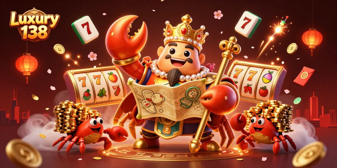 Experience the thrill with Luxury 138's vibrant 3D casino scene featuring slots and golden treasures.