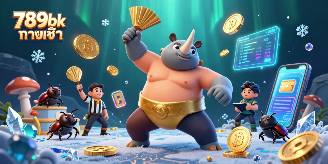 Bet on 789bk ทางเข้า while witnessing a vibrant sumo showdown with cryptocurrencies and an engaging casino atmosphere.