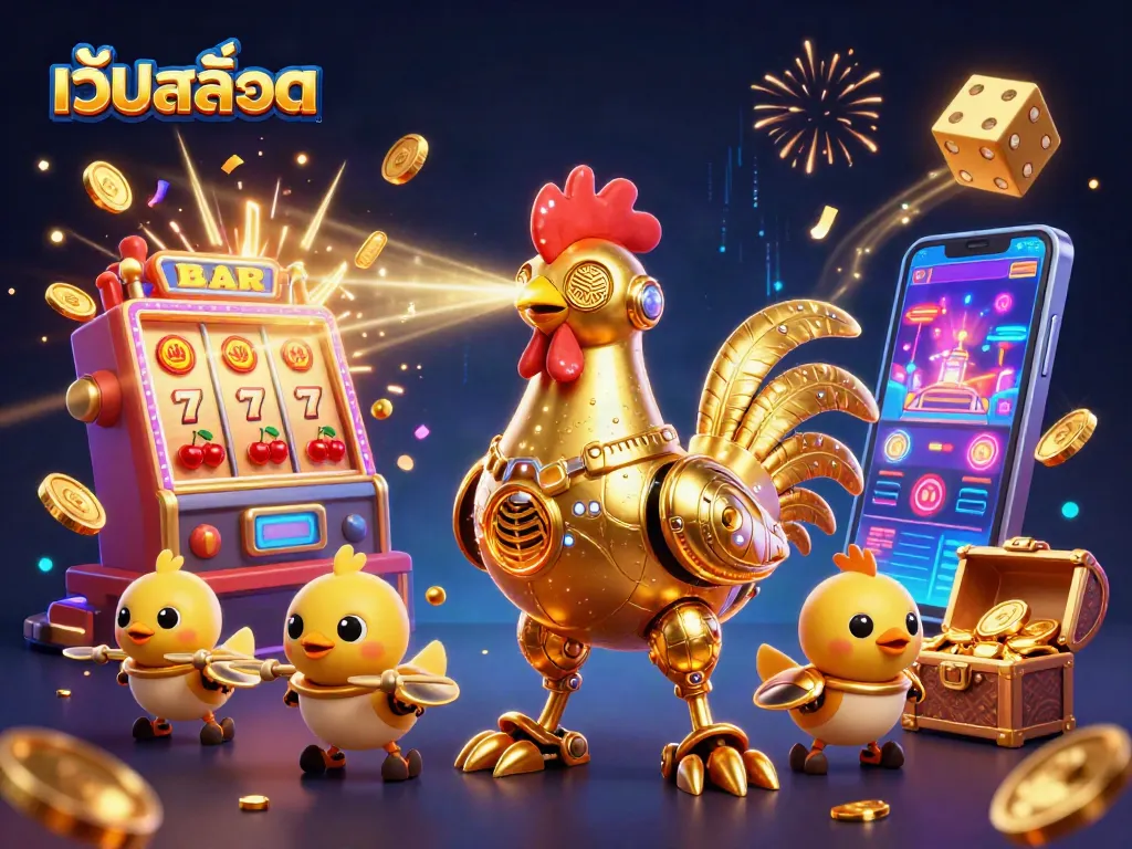 เว็ปสล็อต ยิงเลเซอร์จากหุ่นยนต์ไก่ทองคำในคาสิโนที่เต็มไปด้วยความสนุก!
