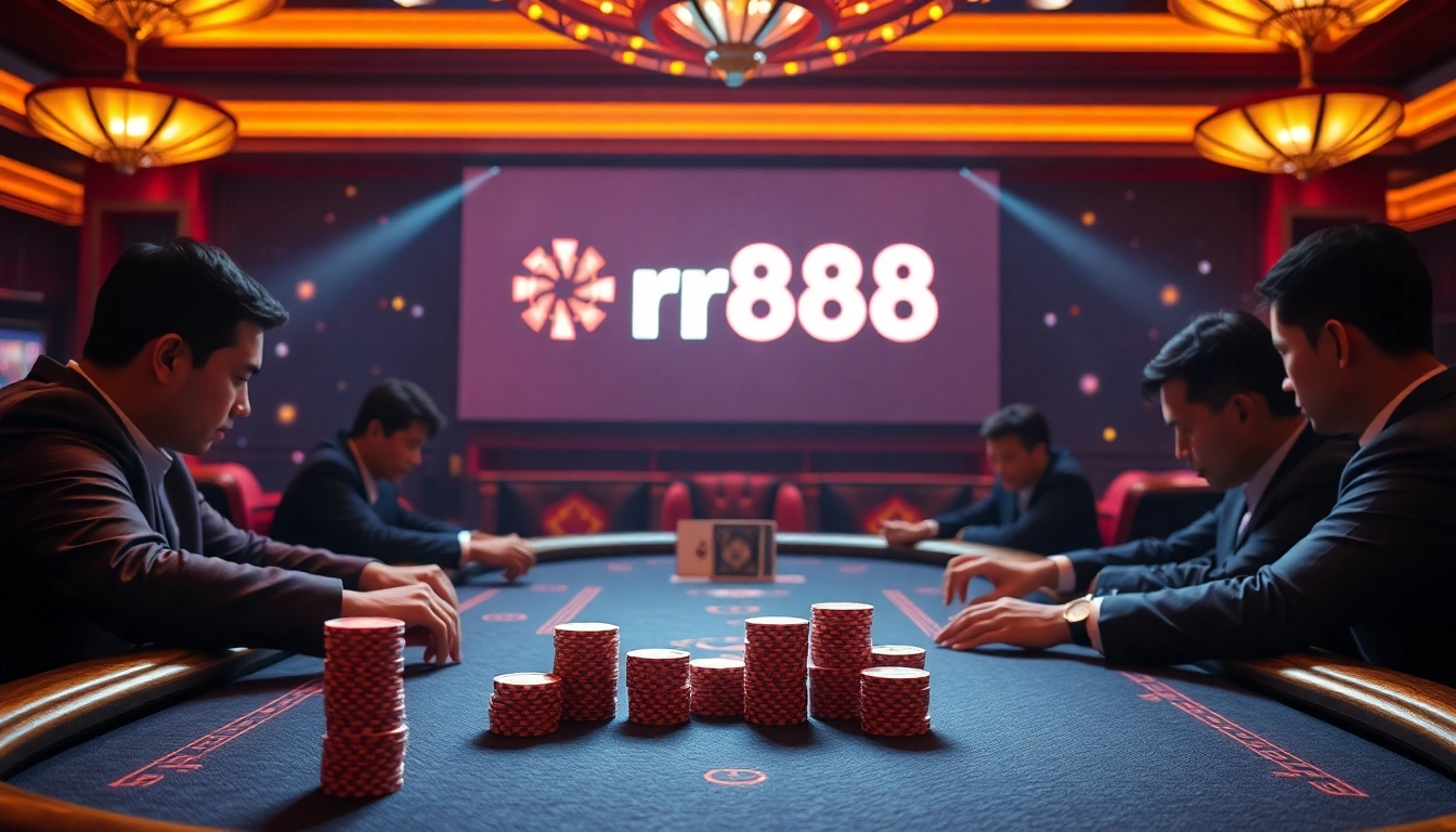 High-stakes poker at nhà cái rr88 showcases strategic gameplay and luxury ambiance.