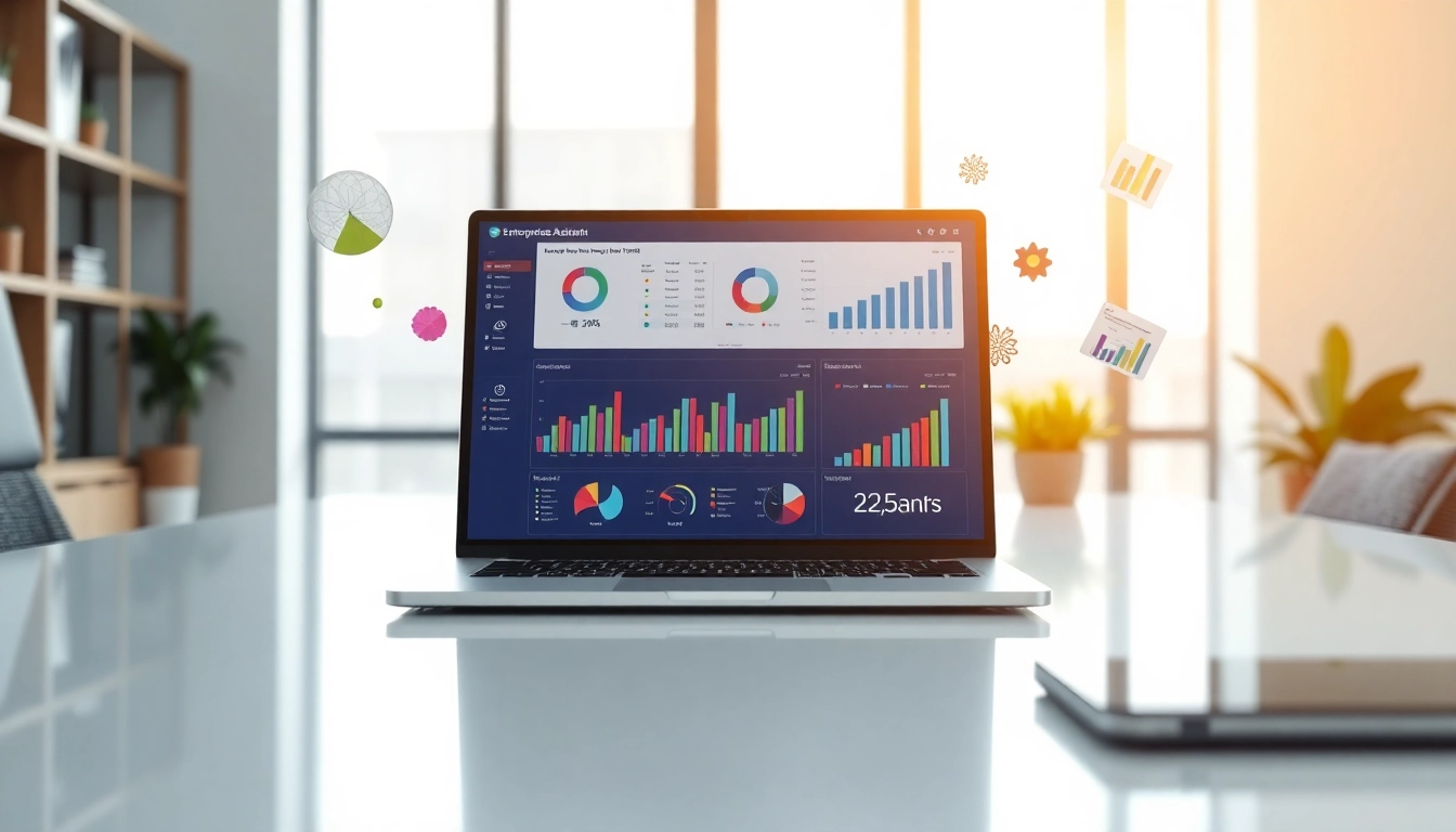 Enhance business productivity with enterprise assistant software displayed on a modern laptop.