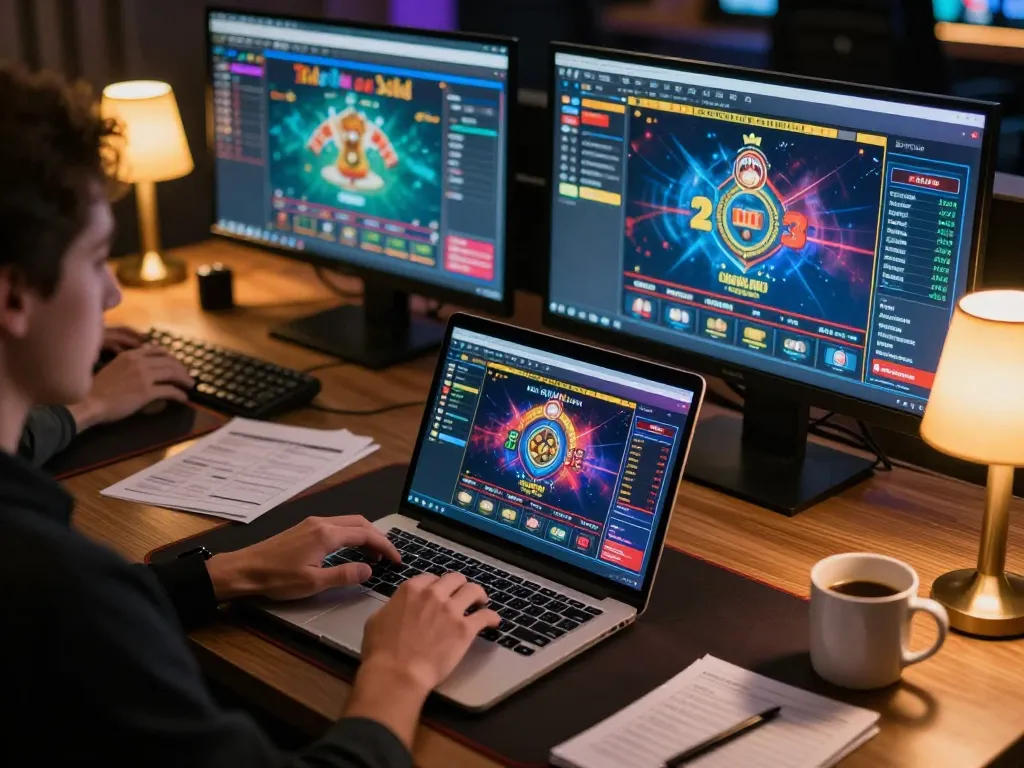 Person enjoying sh bet live dealer game on laptop with strategic notes and cozy atmosphere.