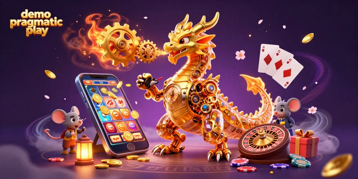 Engage with demo pragmatic play at a vibrant 3D casino scene filled with slots and gaming elements.