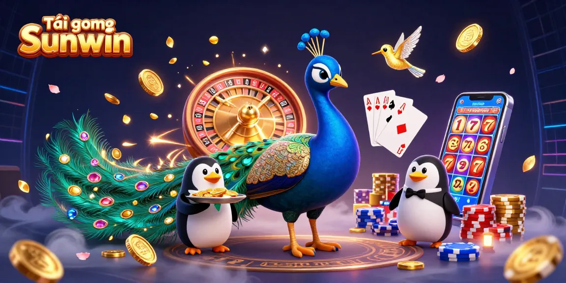 Engage in thrilling gameplay with Tải game Sunwin, featuring vibrant characters and casino symbols.