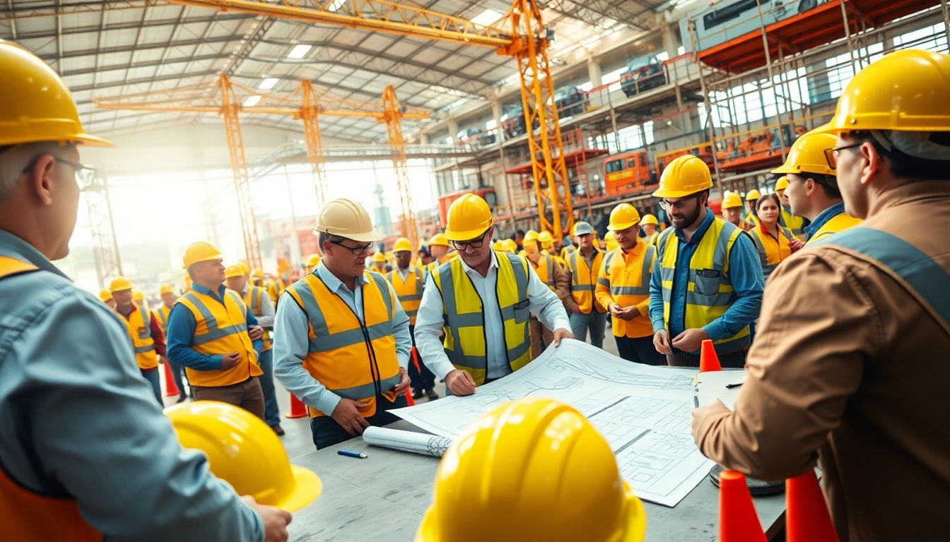 Engaging construction events showcasing workers and equipment at a lively site.