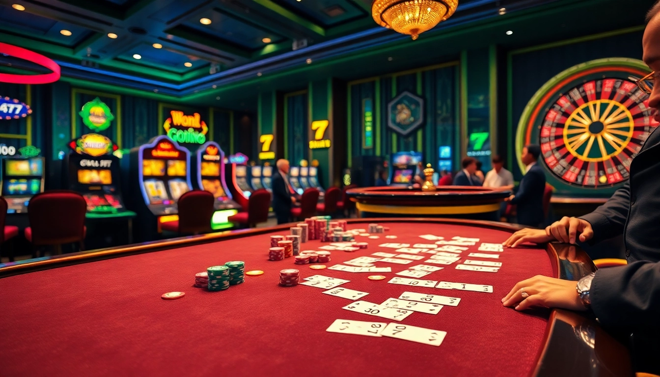 Gamblers enjoying vibrant games at the casino featuring gori77 and engaging betting actions.