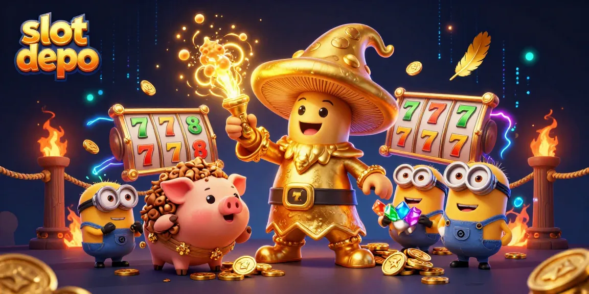 Spin the reels at slot depo with a magical golden mushroom wizard and treasure hunting pig