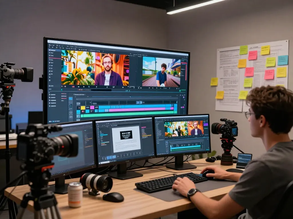 Video to prompt ai in action, content creator using AI to generate detailed video prompts for editing.