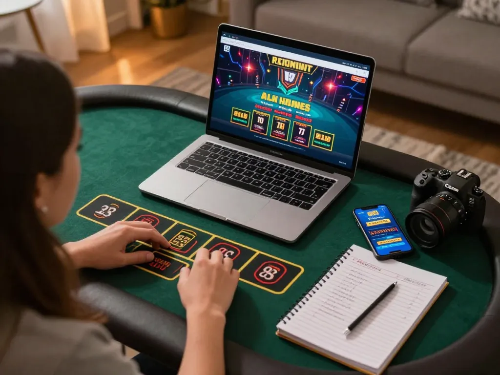 SC88 player engaging in a live casino game at home, combining strategy with comfort
