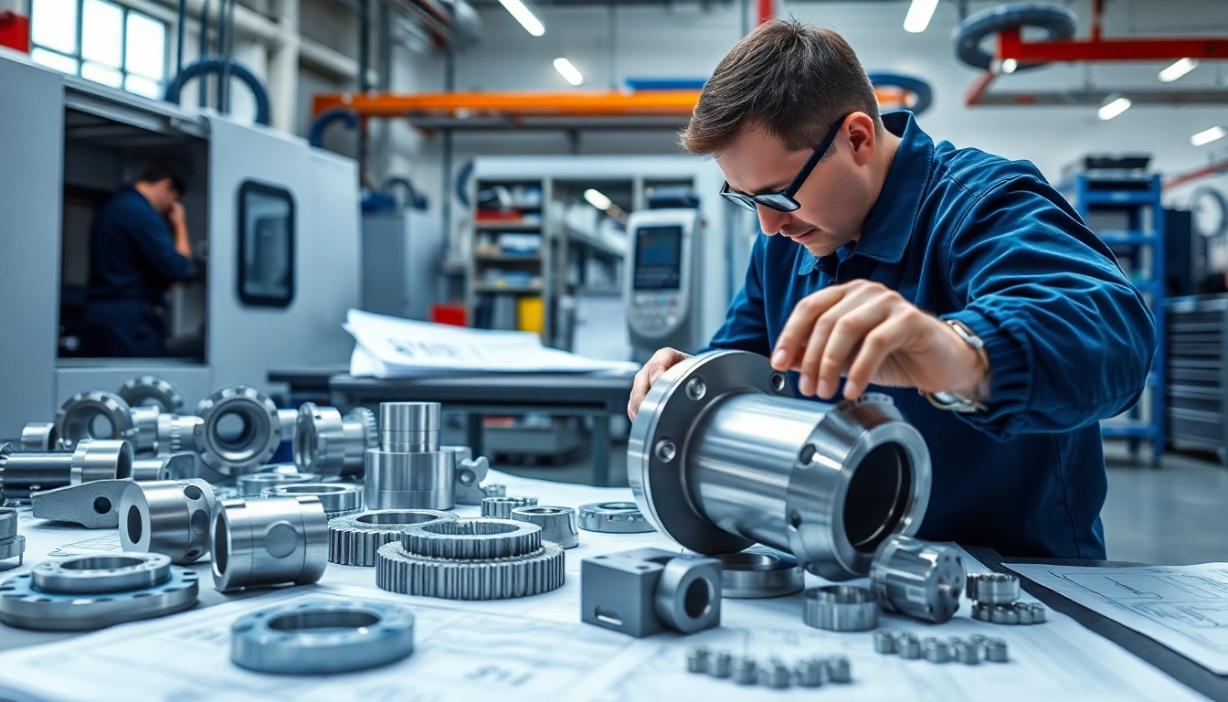 Custom part manufacturer in a professional workshop, showcasing skilled CNC machining.