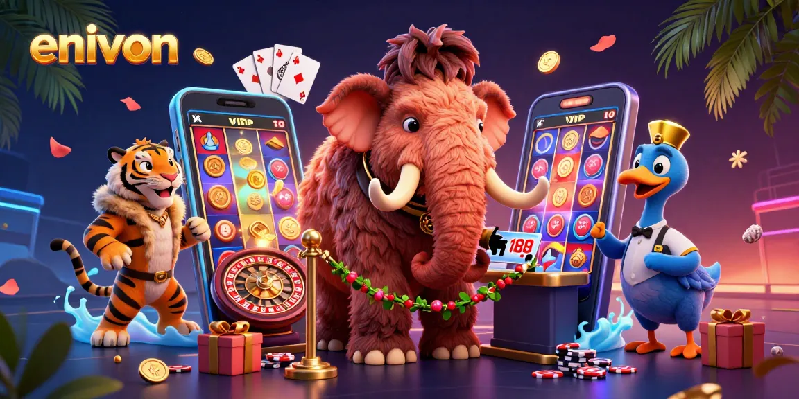 Experience thrilling gameplay at environ, featuring a woolly mammoth checking IDs at a vibrant casino