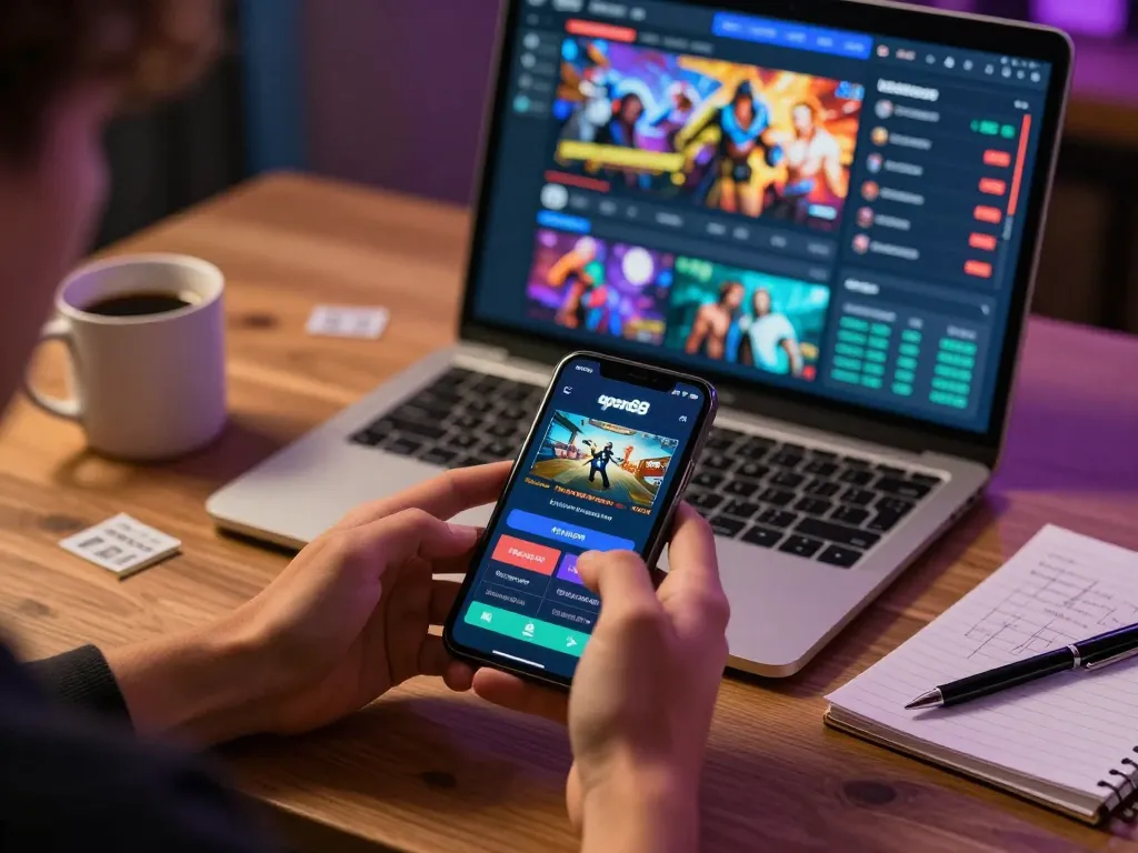 Player enjoying open88 app on smartphone, showcasing modern online gambling experience