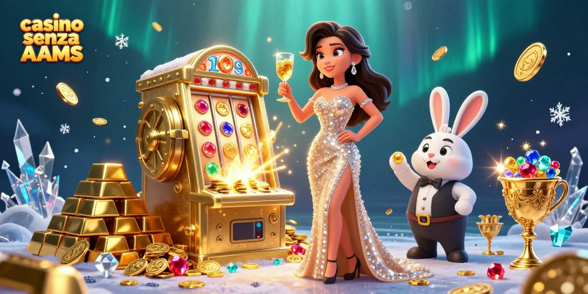 Scopri l'emozione del casino senza AAMS con una scena 3D glamour che presenta una slot machine jackpot.