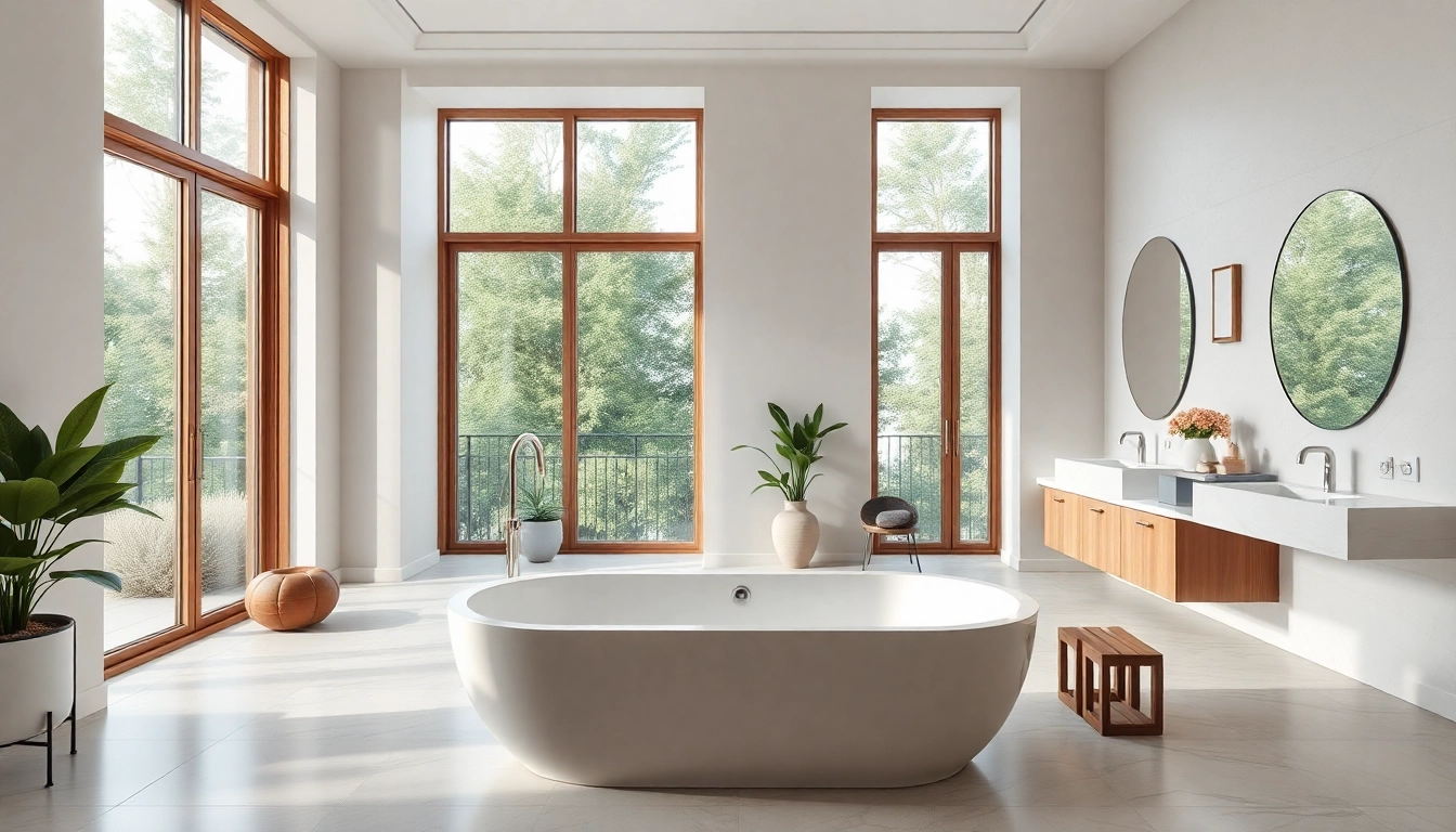 Transform your space with elegant bathrooms featuring luxurious designs and natural light.