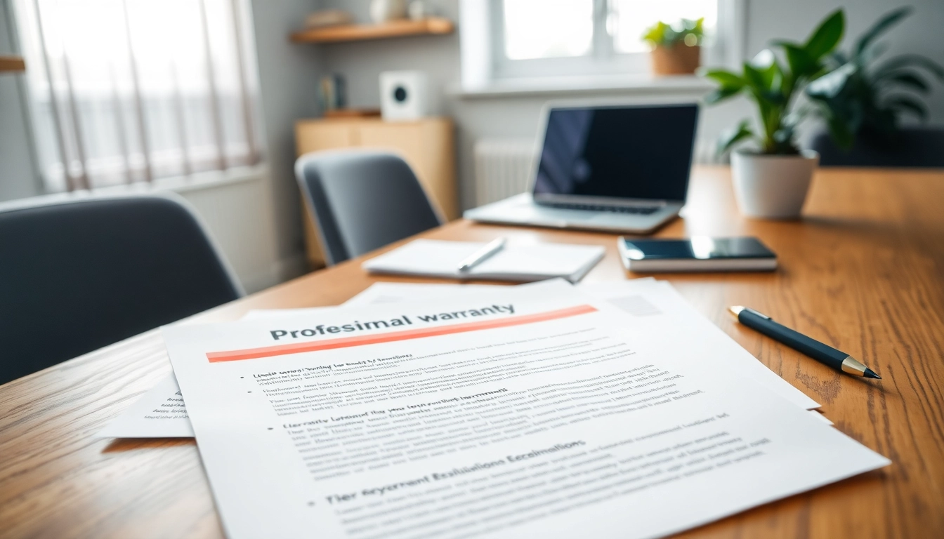 Showcasing warranty documentation by a warranty company with clear exclusions on a desk.