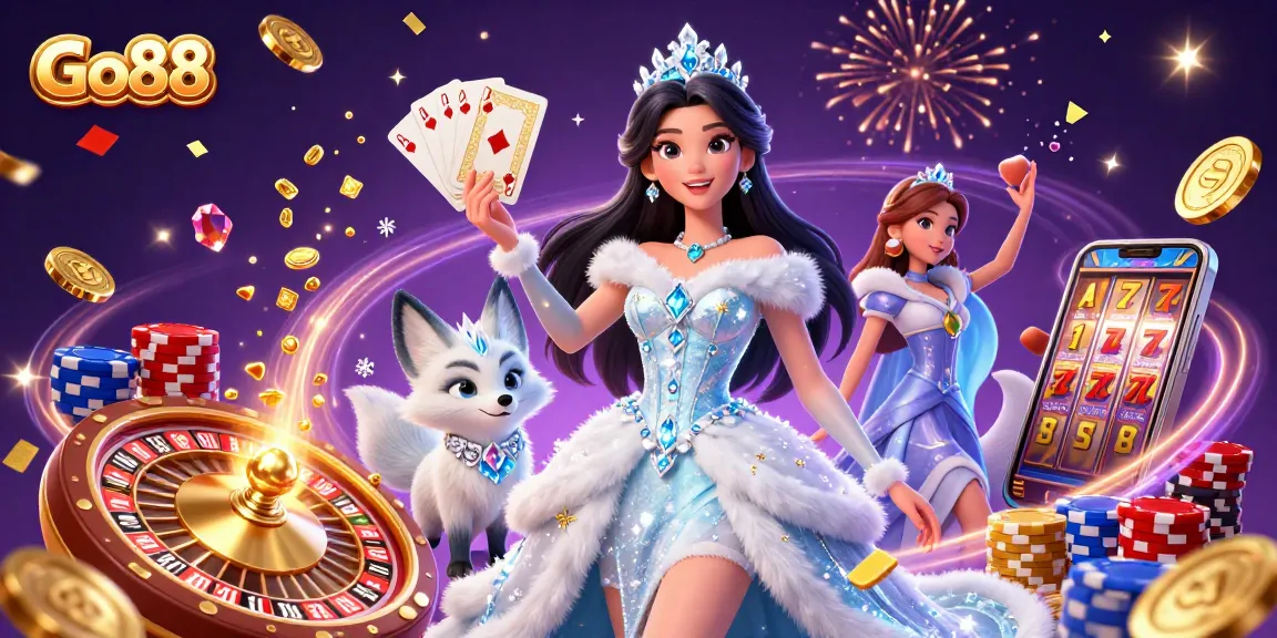 Experience the exhilarating world of Go88 with a stunning 3D illustration showcasing captivating game elements and vibrant characters.