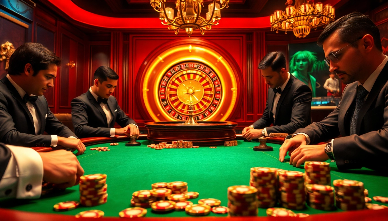 Vivez l'excitation du meilleur casino en ligne avec un gameplay intense à une table de poker élégante.