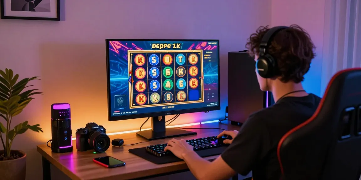 Engaging slot depo 1k gaming scene with vibrant visuals and stylish setup.