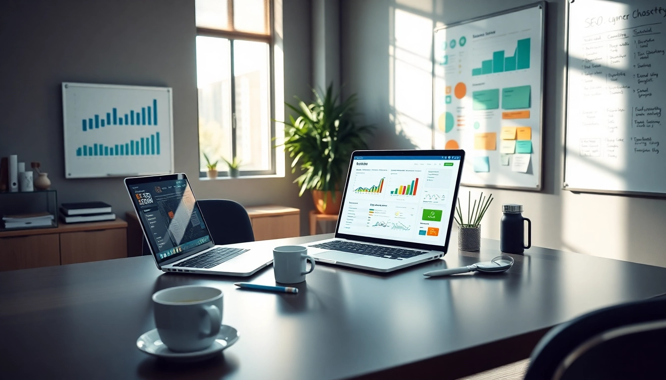 Implementing Edmonton SEO strategies in a modern workspace with analytics tools.
