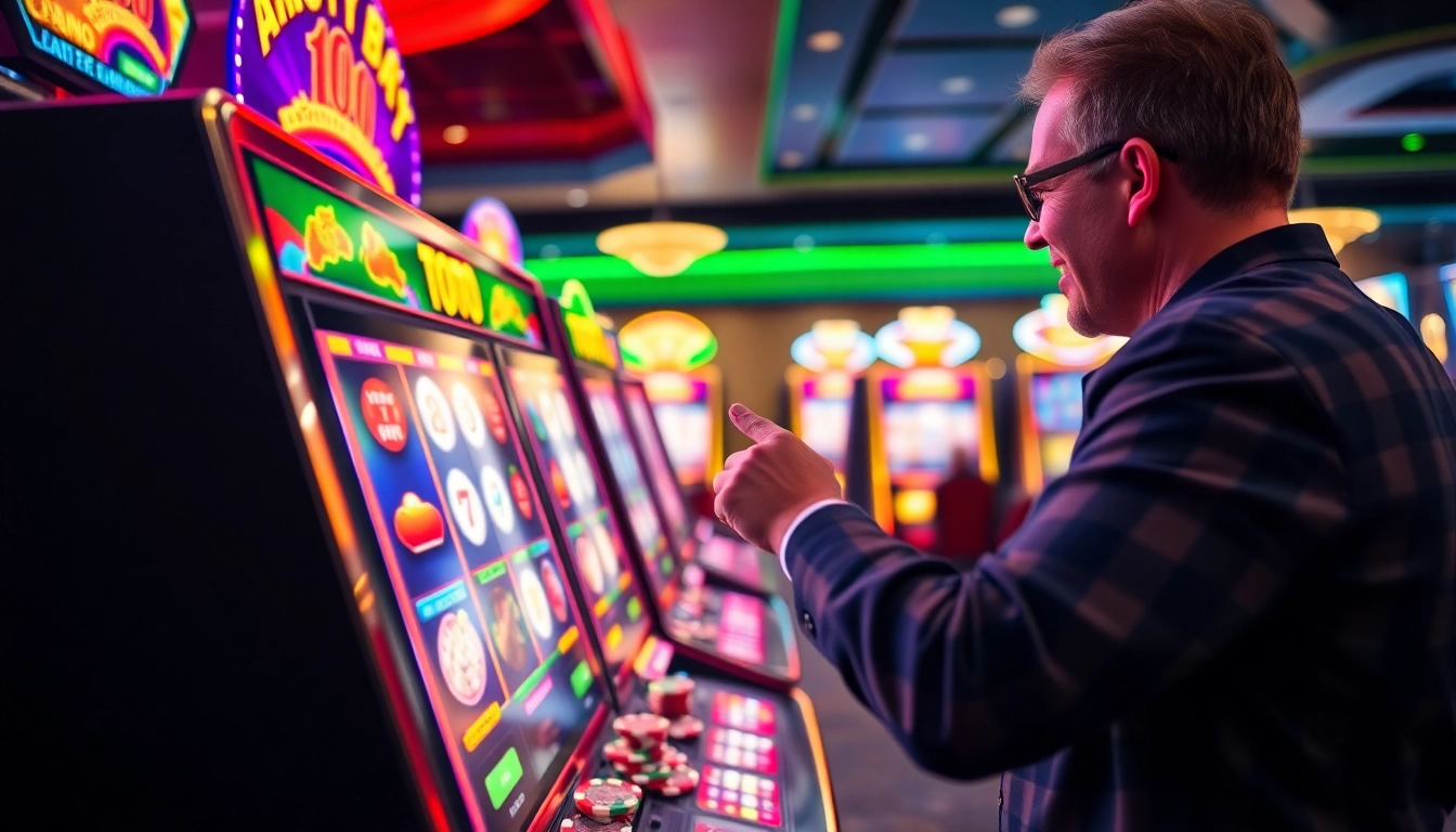 Menang di toto slot dengan mesin slot yang cerah dan ramai di kasino.